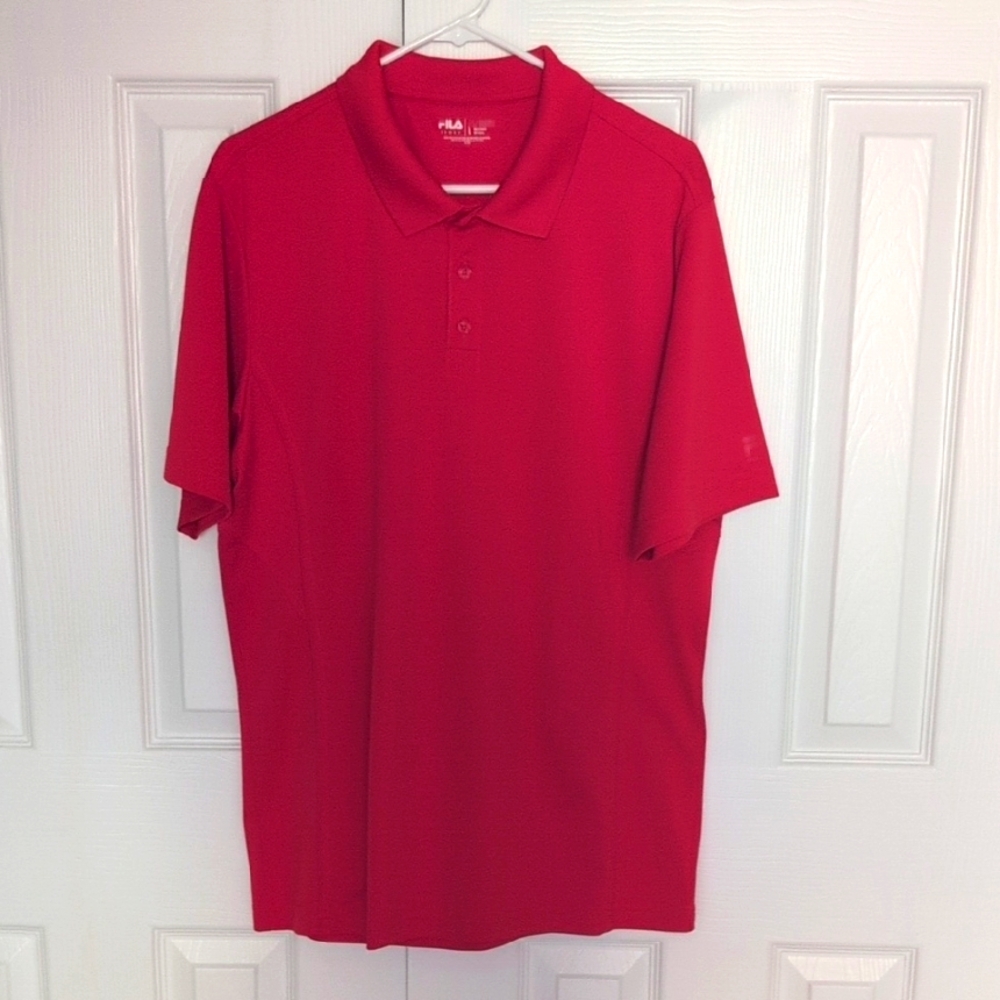 Mens Fila Red Fitted Golf Polo Shirt Size Large